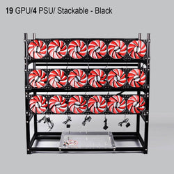 19 GPU BTC LTC ETC Coin Mining Rig Frame Server Chassis - Black